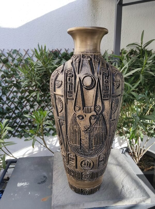 Vase Hiéroglyphique "Anubis Éternel" - Un Voyage dans l'Égypte Pharaonique