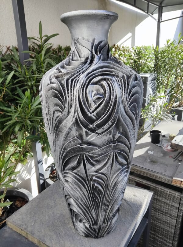 Vase Imposant "Émergence Métallique" - Un Chef-d'œuvre Contemporain de 80 cm